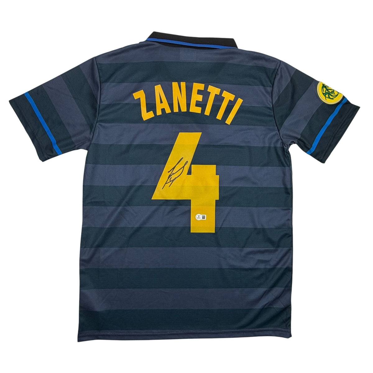 Signed Javier Zanetti Inter Milan Navy Blue Jersey | BAS COA