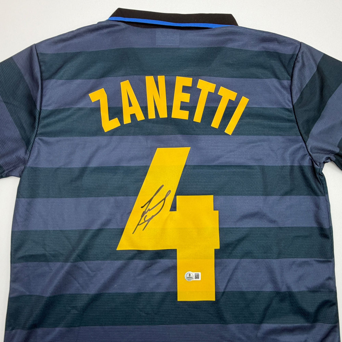 Signed Javier Zanetti Inter Milan Navy Blue Jersey | BAS COA