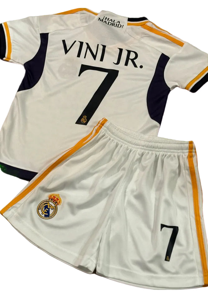 Vini Jr White Gold Real Madrid Youth Jersey | Kids Sizes