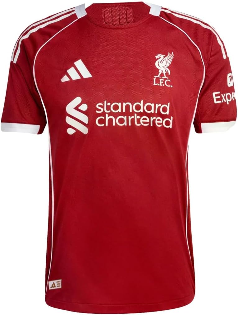 adidas Liverpool FC 25/26 Men's Home Authentic Jersey (US, Alpha, Medium, Regular, Regular, Strawberry Red)