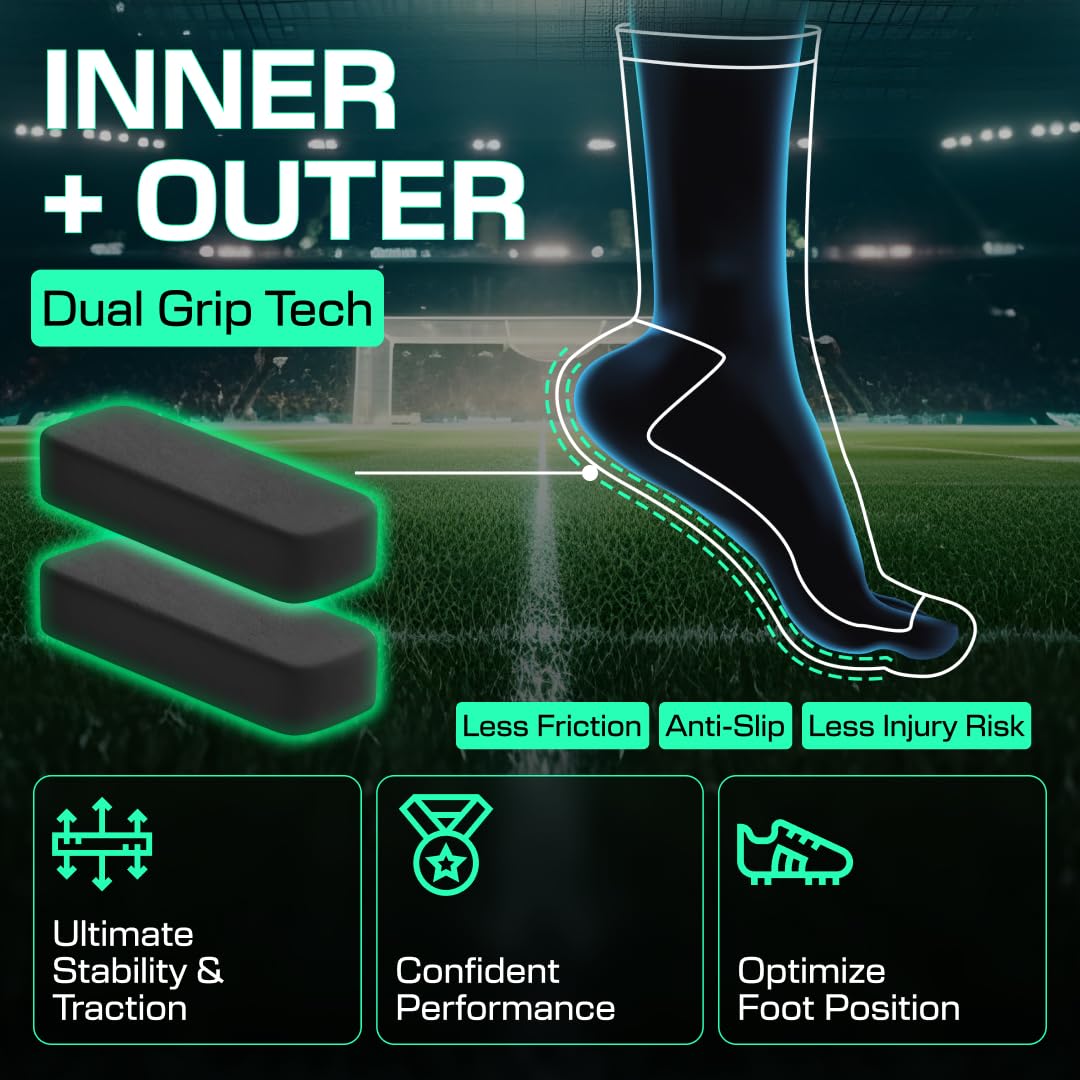 Lux Dual Grip Soccer Socks for Men & Women - DualGrip Engineered for Performance & Comfort - Anti-Slip Grip Socks for Soccer