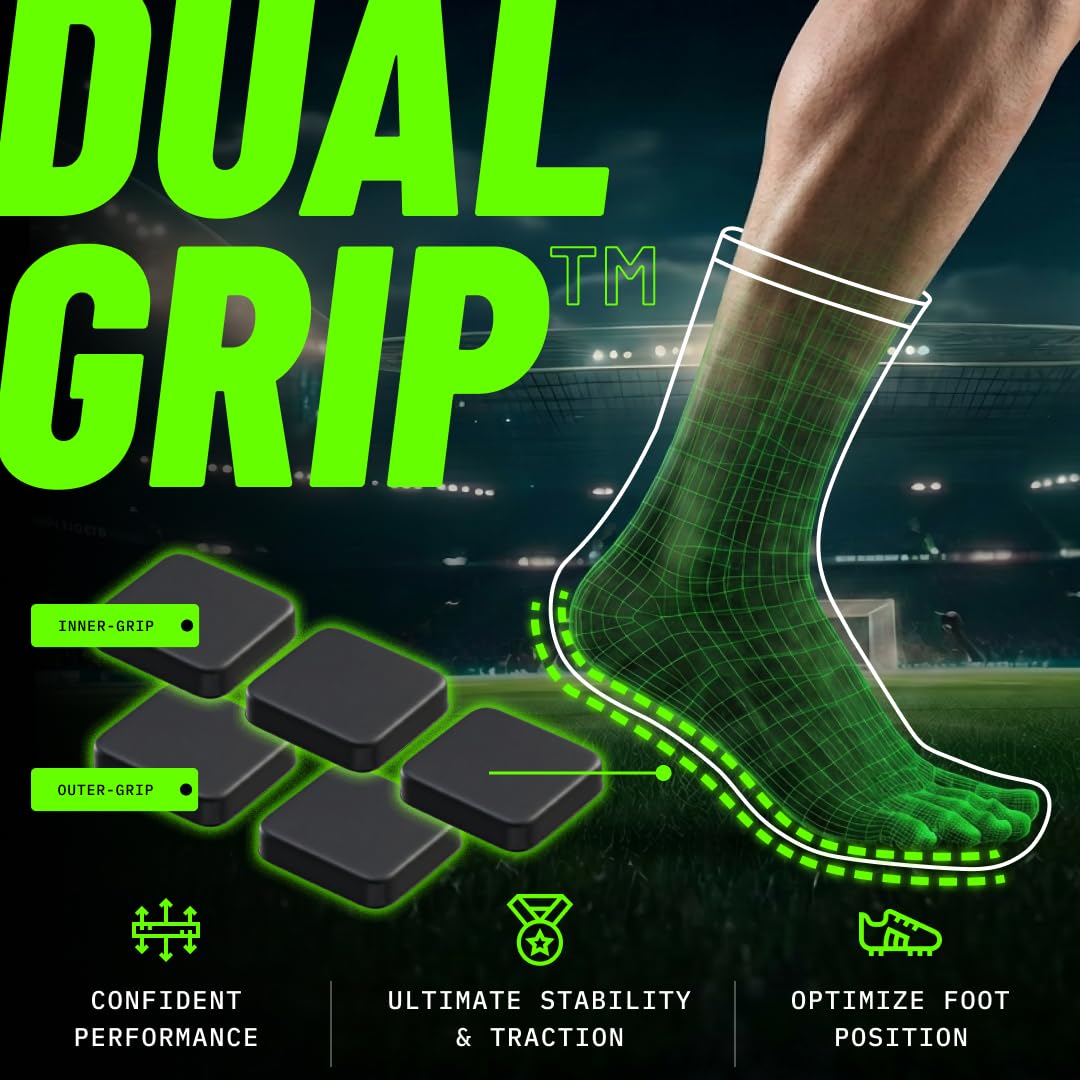 Lux Dual Grip Soccer Socks for Men & Women - DualGrip Engineered for Performance & Comfort - Anti-Slip Grip Socks for Soccer