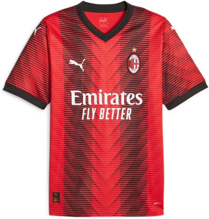 PUMA Men's AC Milan Home Jersey 23/24 (as1, Alpha, l, Regular, Regular) Red/Black