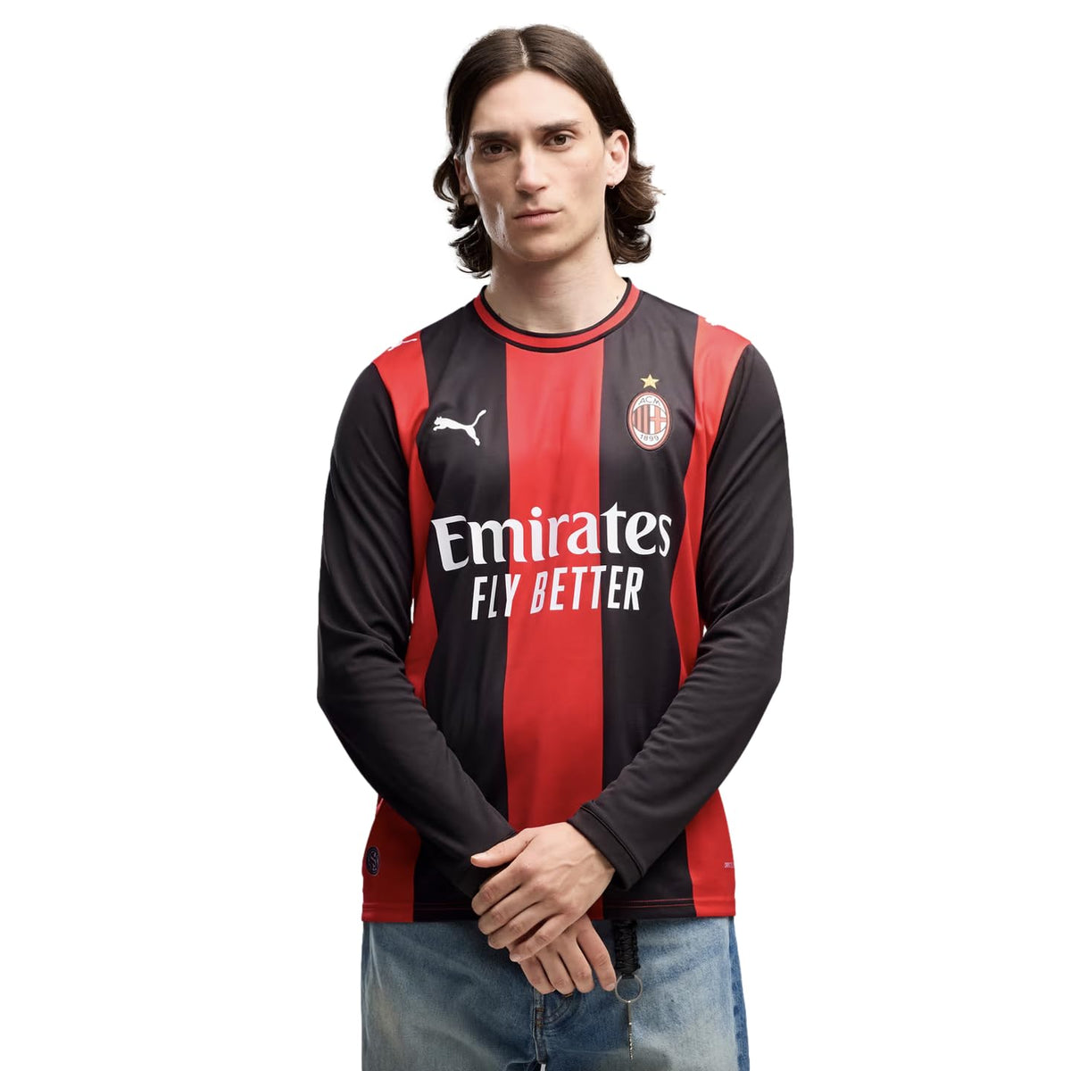 Puma Men's Ac Milan Home Jersey Replica Long Sleeve