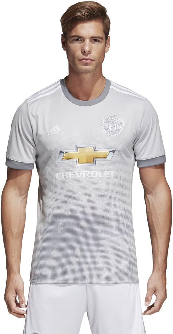 adidas Mens Manchester United Replica Third Jersey (Small) Solid Grey / White / Grey