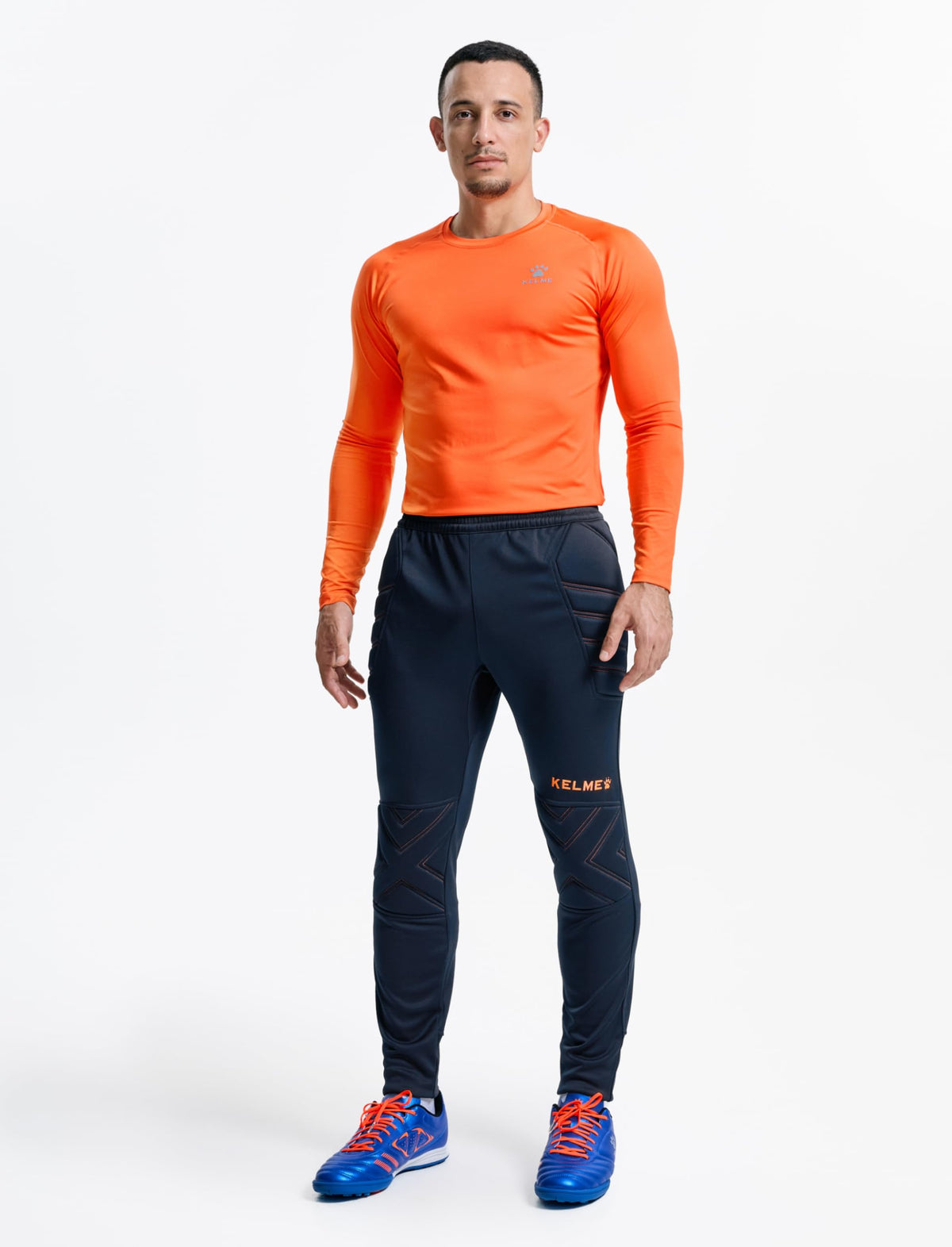 KELME Men's Soccer Goalkeeper Padded Sport Pants Knee Protection