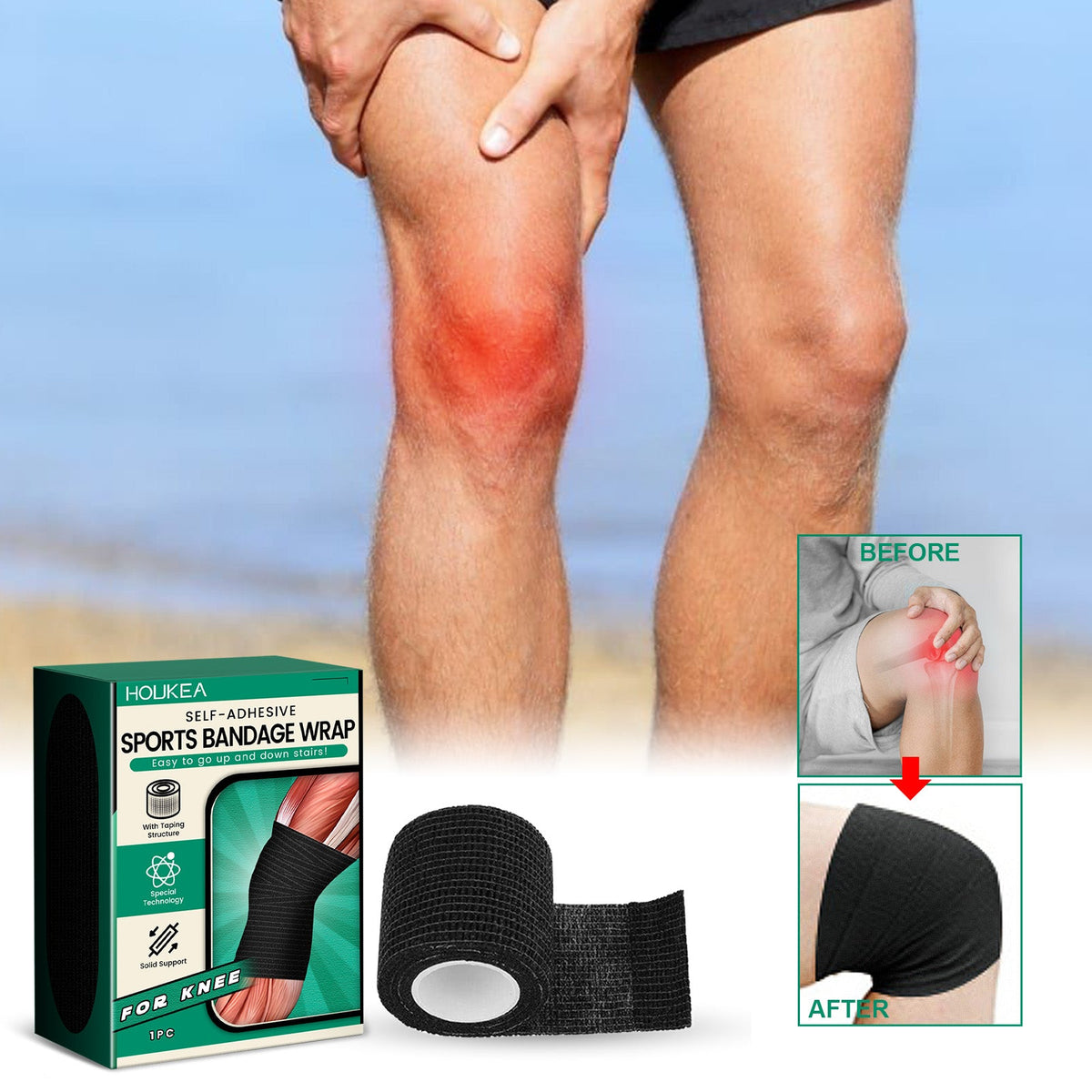 Elastic Self-Adhesive Sports Bandage - Wrist, Elbow & Knee