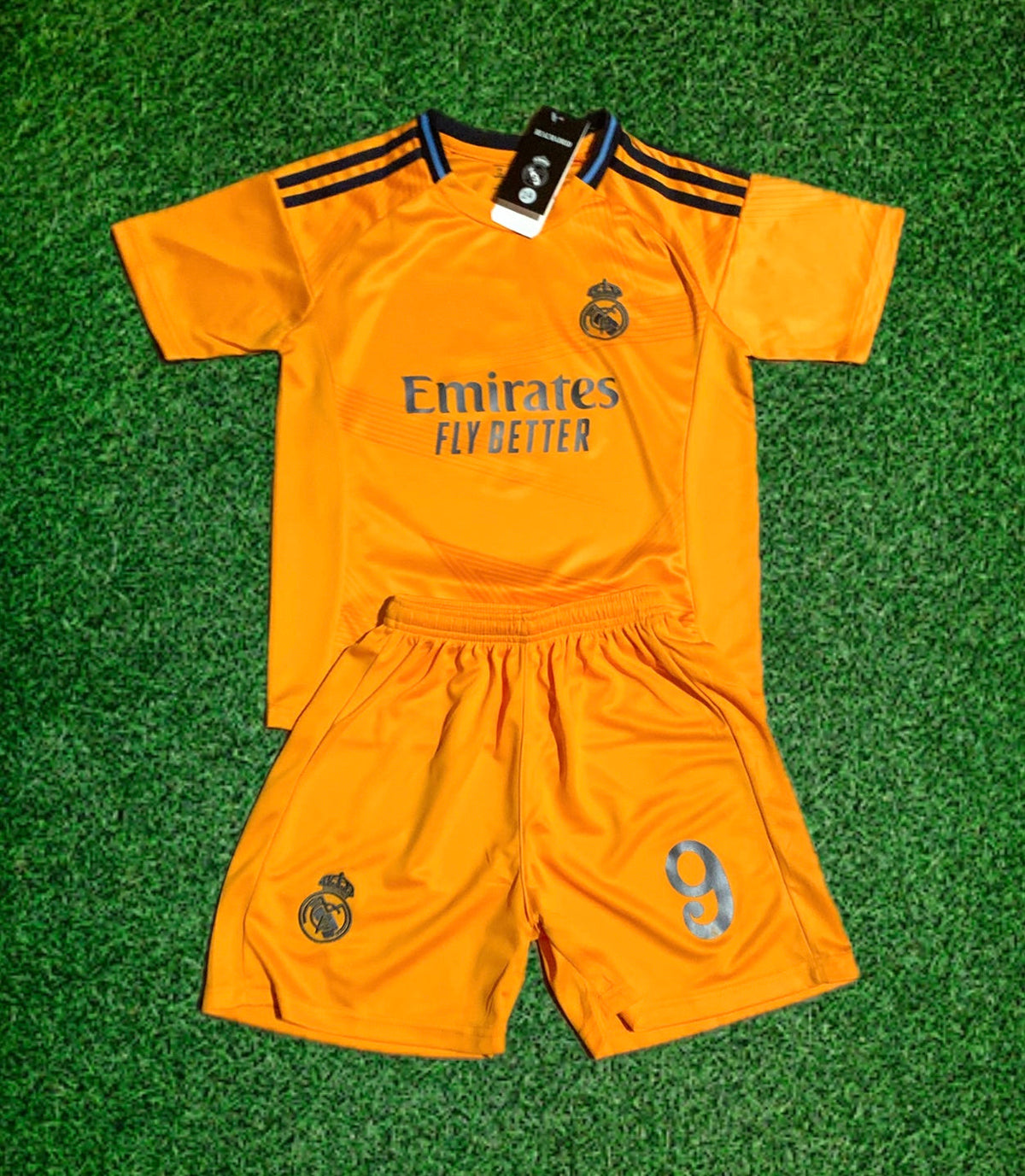 Kylian Mbappe Real Madrid Kids Jersey - Orange 3rd Kit