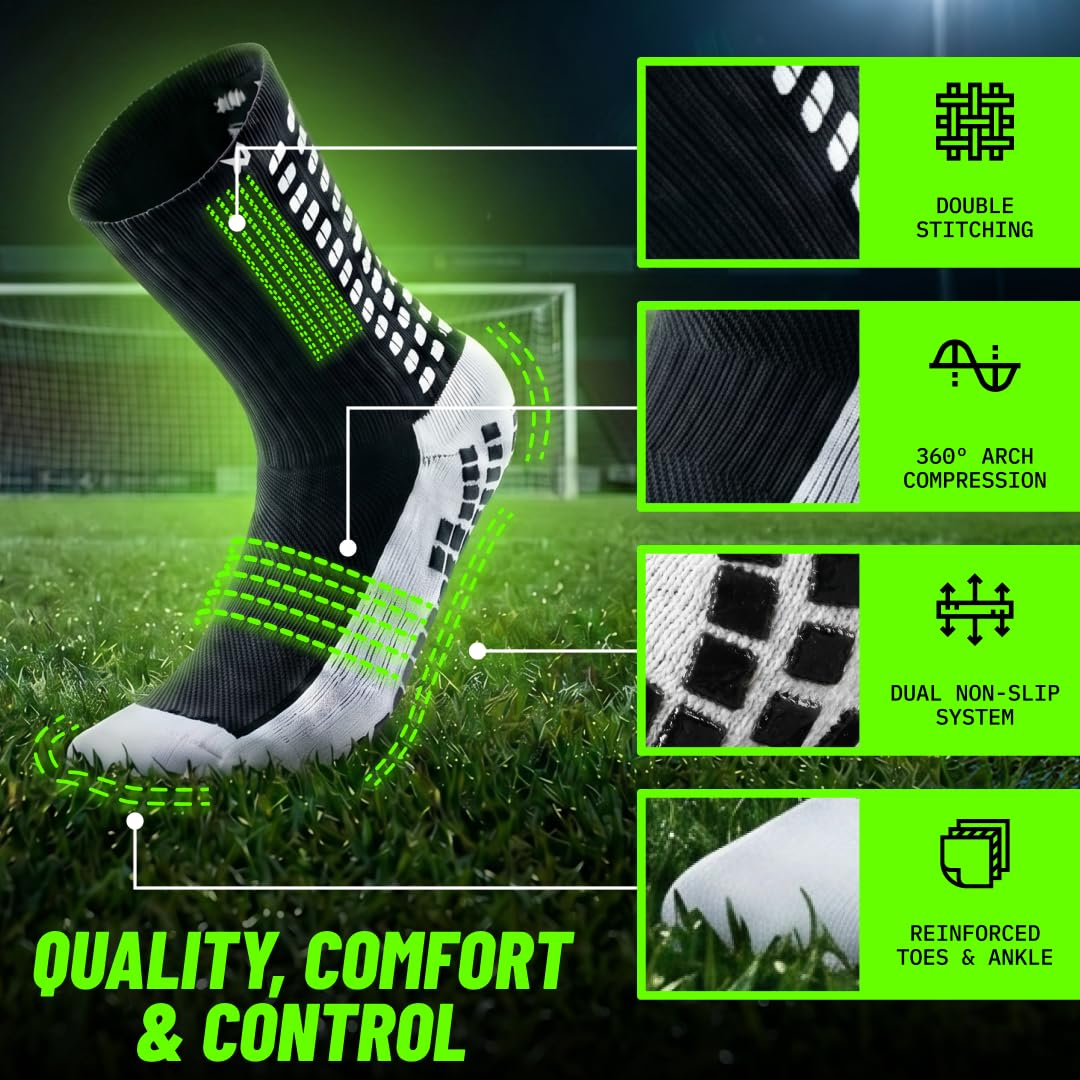 Lux Dual Grip Soccer Socks for Men & Women - DualGrip Engineered for Performance & Comfort - Anti-Slip Grip Socks for Soccer