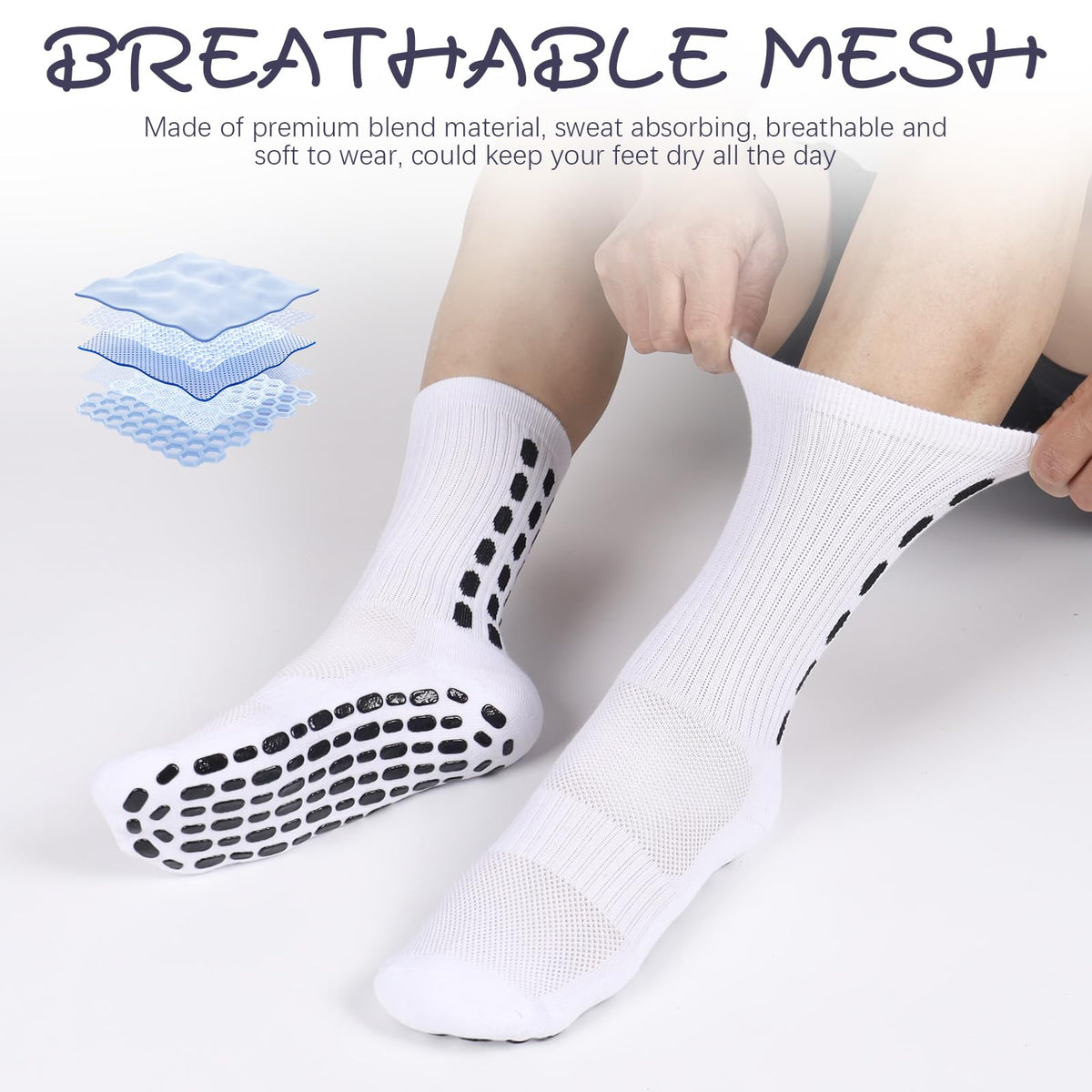 Barrlves Soccer Grip Socks Football Basketball Yoga Socks for Men Women