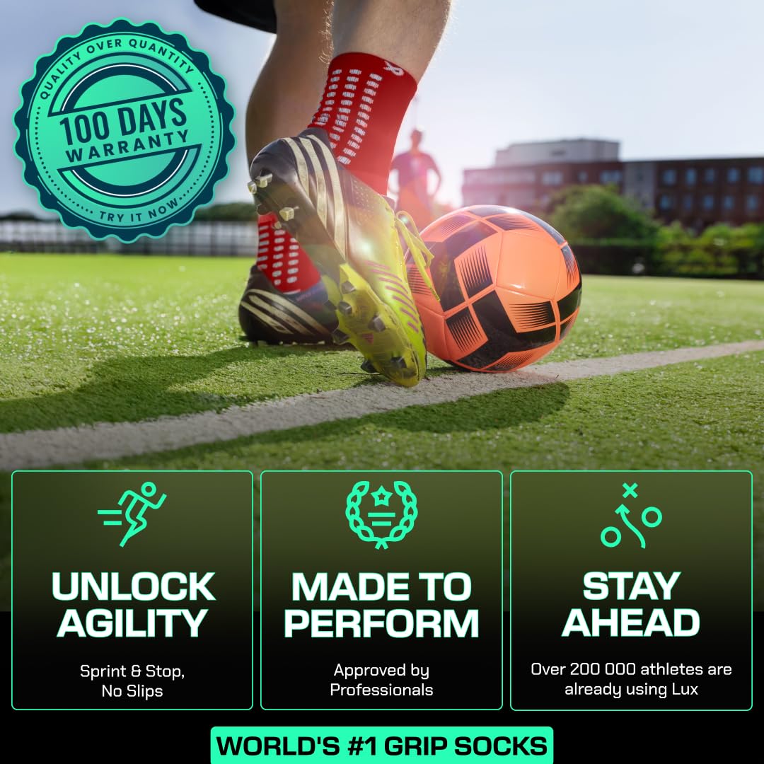 Lux Dual Grip Soccer Socks for Men & Women - DualGrip Engineered for Performance & Comfort - Anti-Slip Grip Socks for Soccer