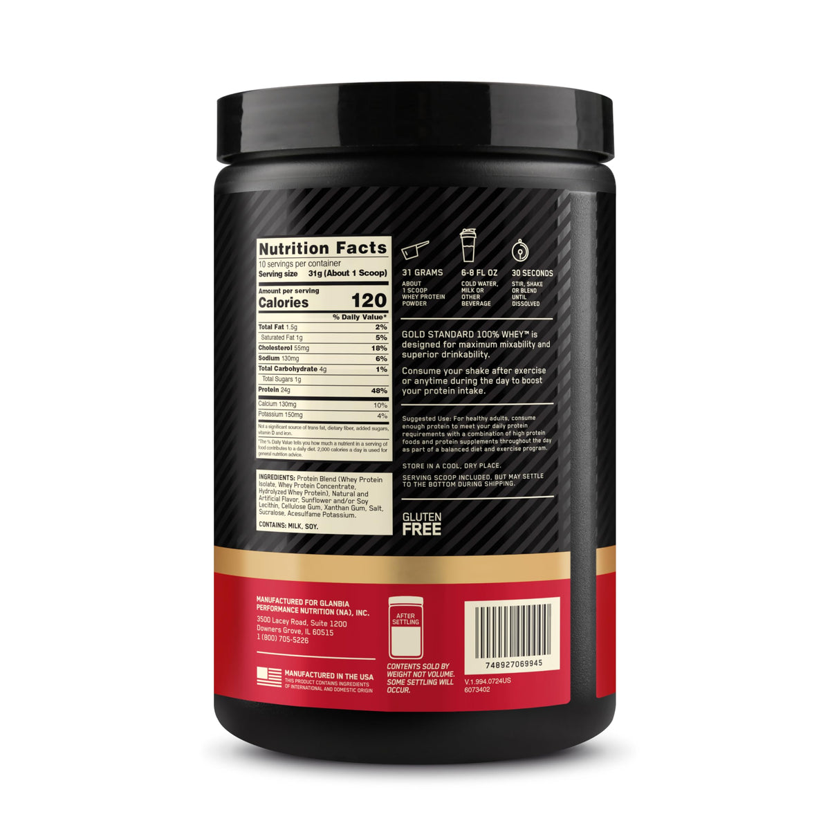Optimum Nutrition Gold Standard Whey Protein, Double Rich Chocolate, 2 LB