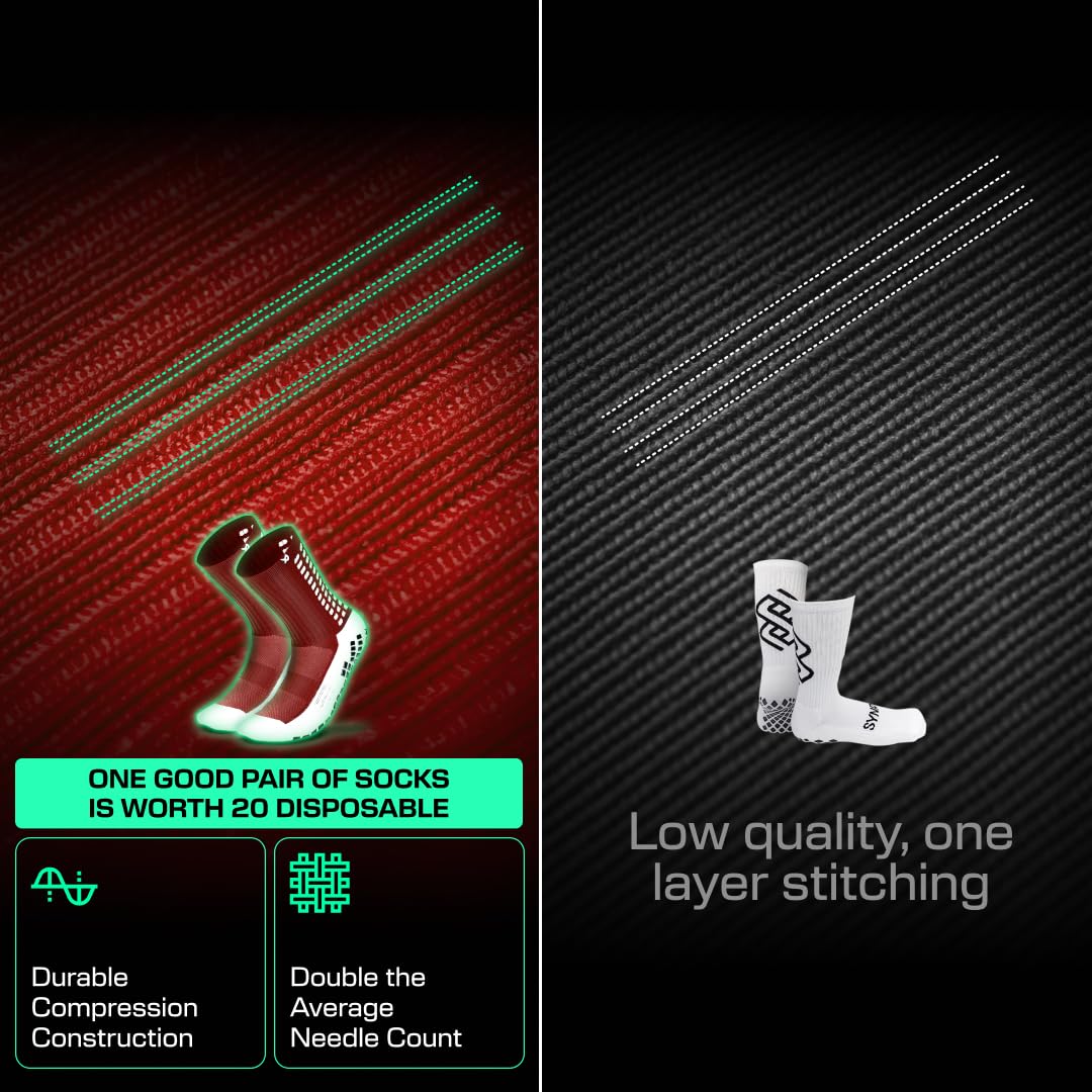 Lux Dual Grip Soccer Socks for Men & Women - DualGrip Engineered for Performance & Comfort - Anti-Slip Grip Socks for Soccer