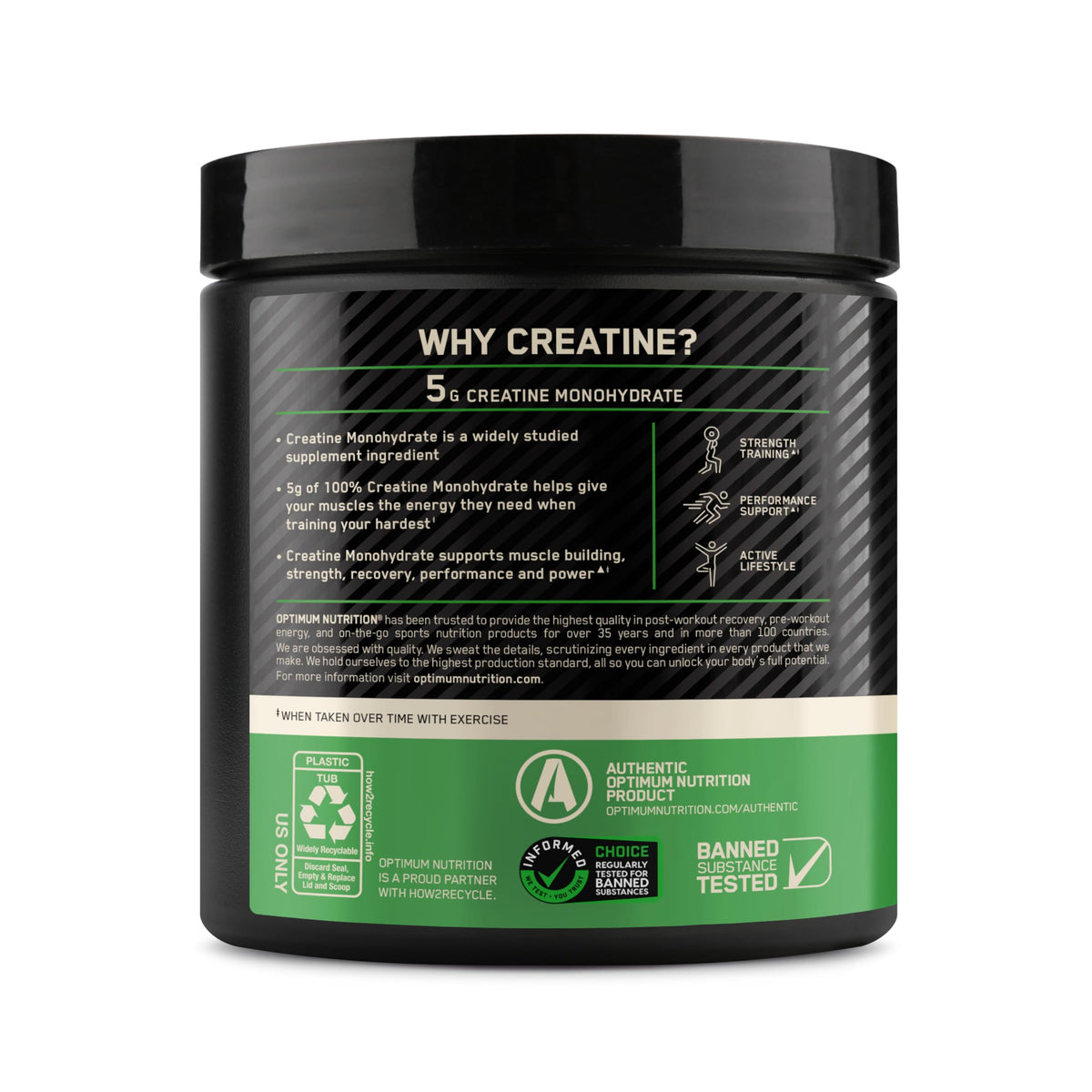 Optimum Nutrition Creatine Monohydrate Powder, Unflavored, 1.32 LB