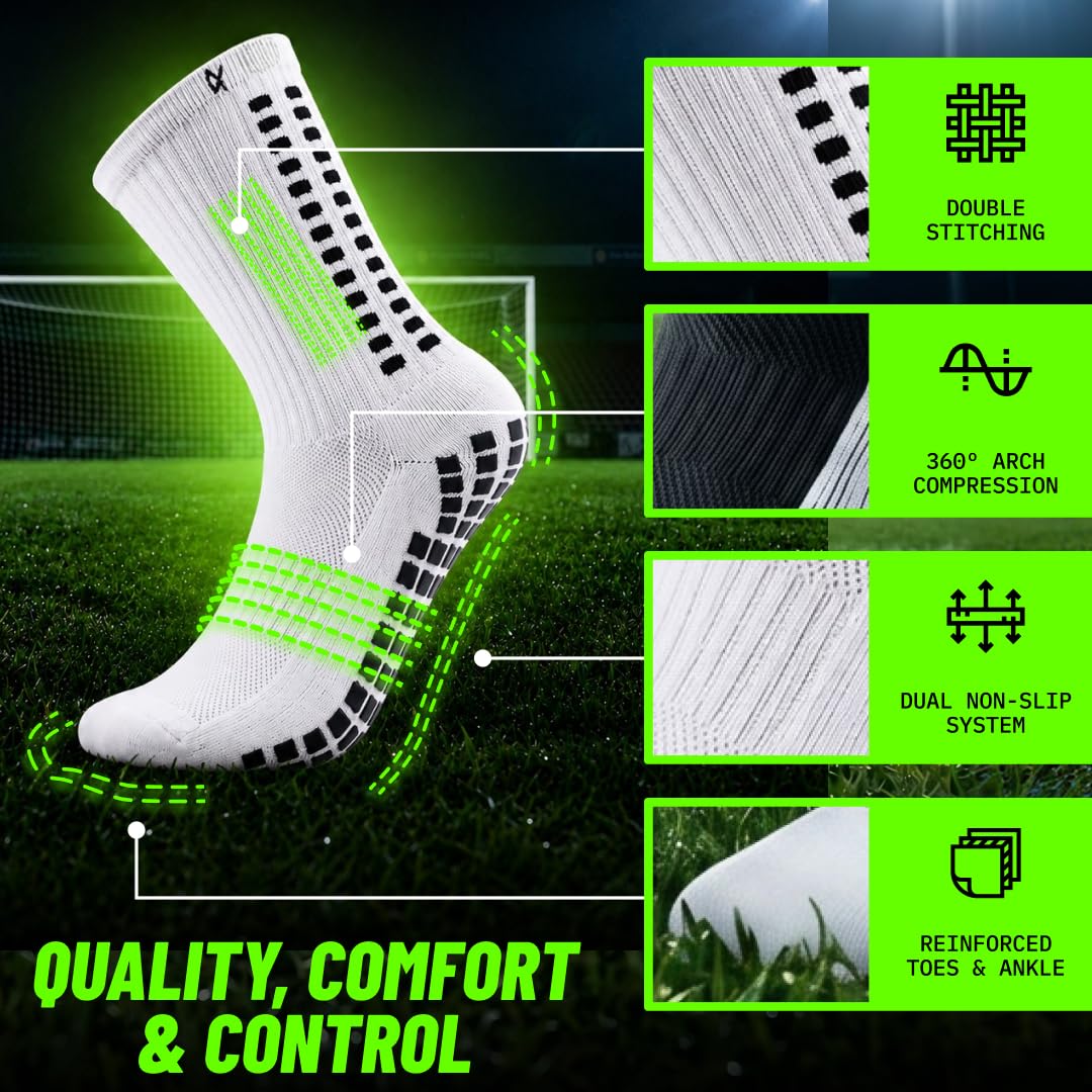 Lux Dual Grip Soccer Socks for Men & Women - DualGrip Engineered for Performance & Comfort - Anti-Slip Grip Socks for Soccer