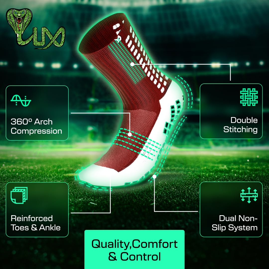 Lux Dual Grip Soccer Socks for Men & Women - DualGrip Engineered for Performance & Comfort - Anti-Slip Grip Socks for Soccer