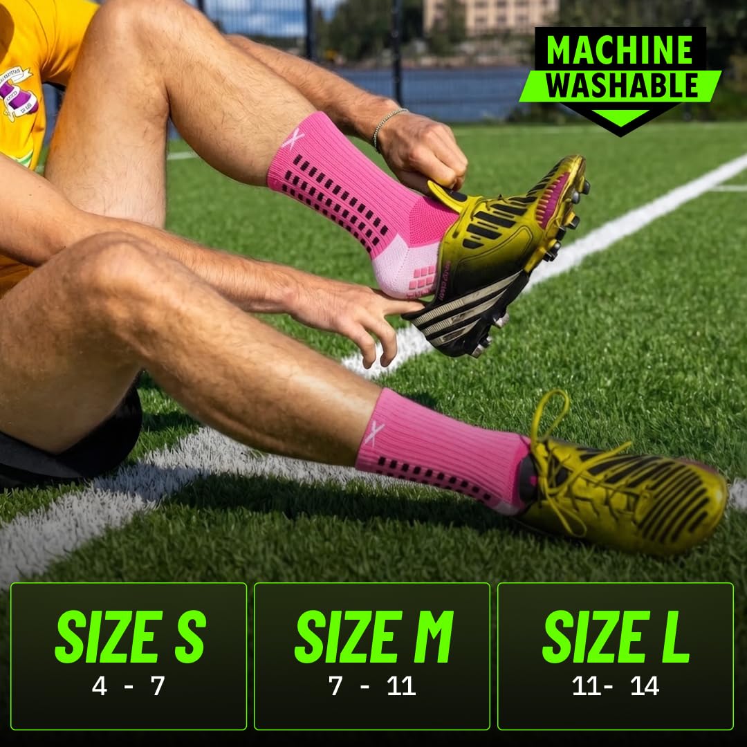 Lux Dual Grip Soccer Socks for Men & Women - DualGrip Engineered for Performance & Comfort - Anti-Slip Grip Socks for Soccer