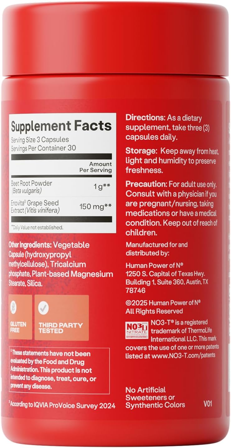 HumanN SuperBeets Beet Root Capsules Quick Release 1000mg, 90 Ct
