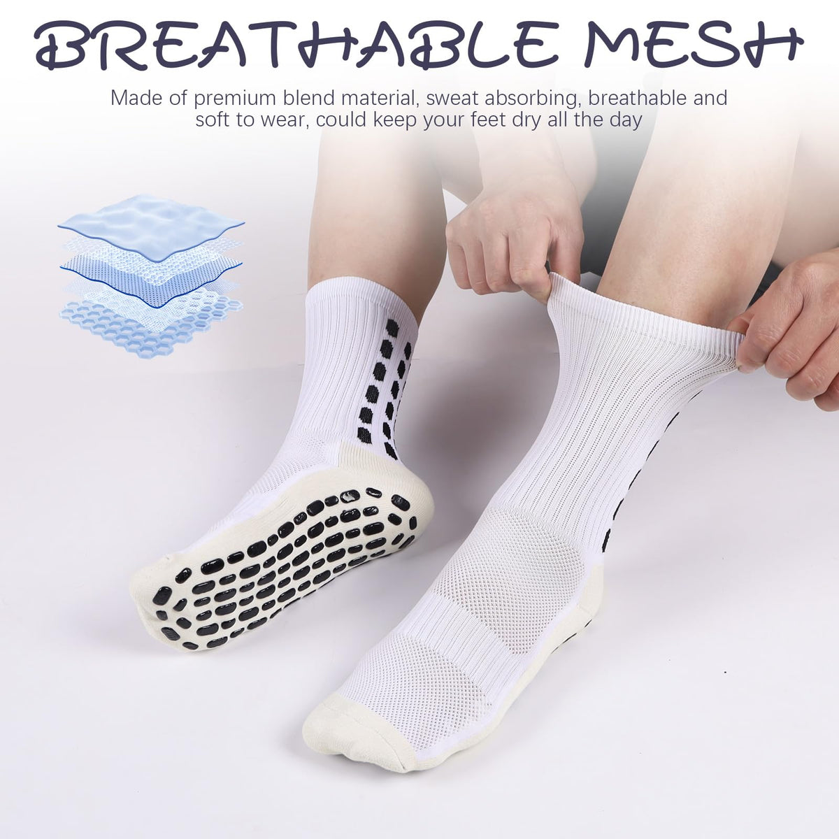 Barrlves Soccer Grip Socks Football Basketball Yoga Socks for Men Women