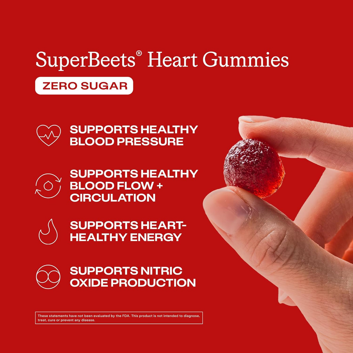 HumanN SuperBeets Heart Gummies Zero Sugar - Beet Gummy with Energy Support, Grape Seed Extract & Beetroot Powder - 60 Count
