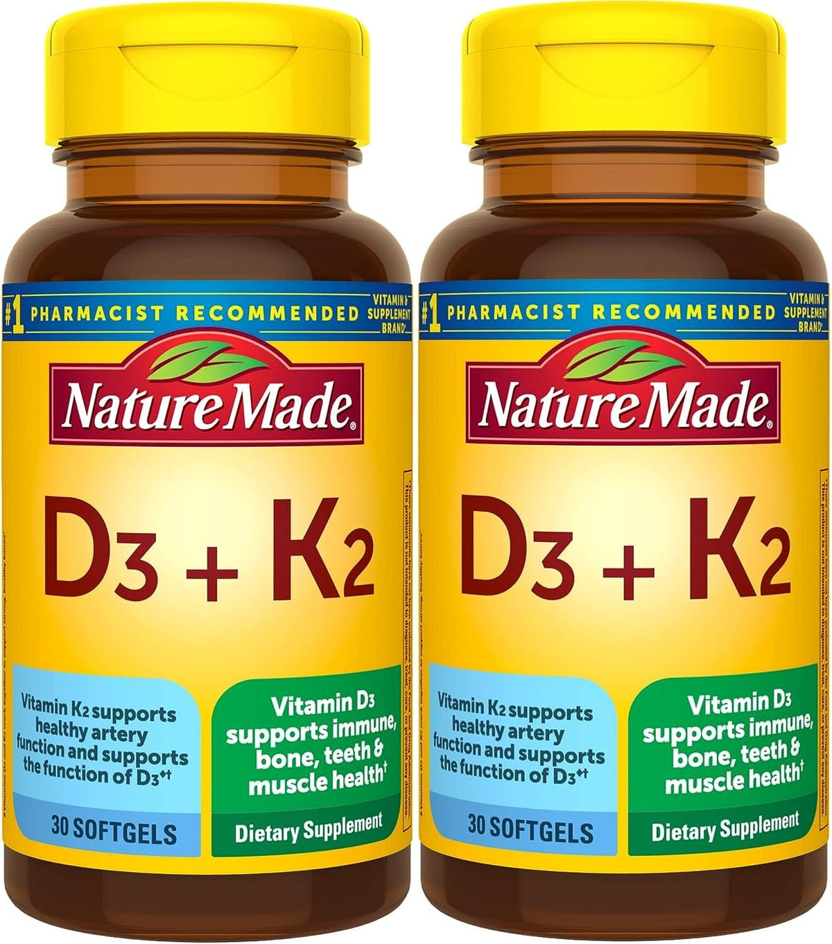 Nature Made Vitamin D3 K2 Supplement, 30 Softgels