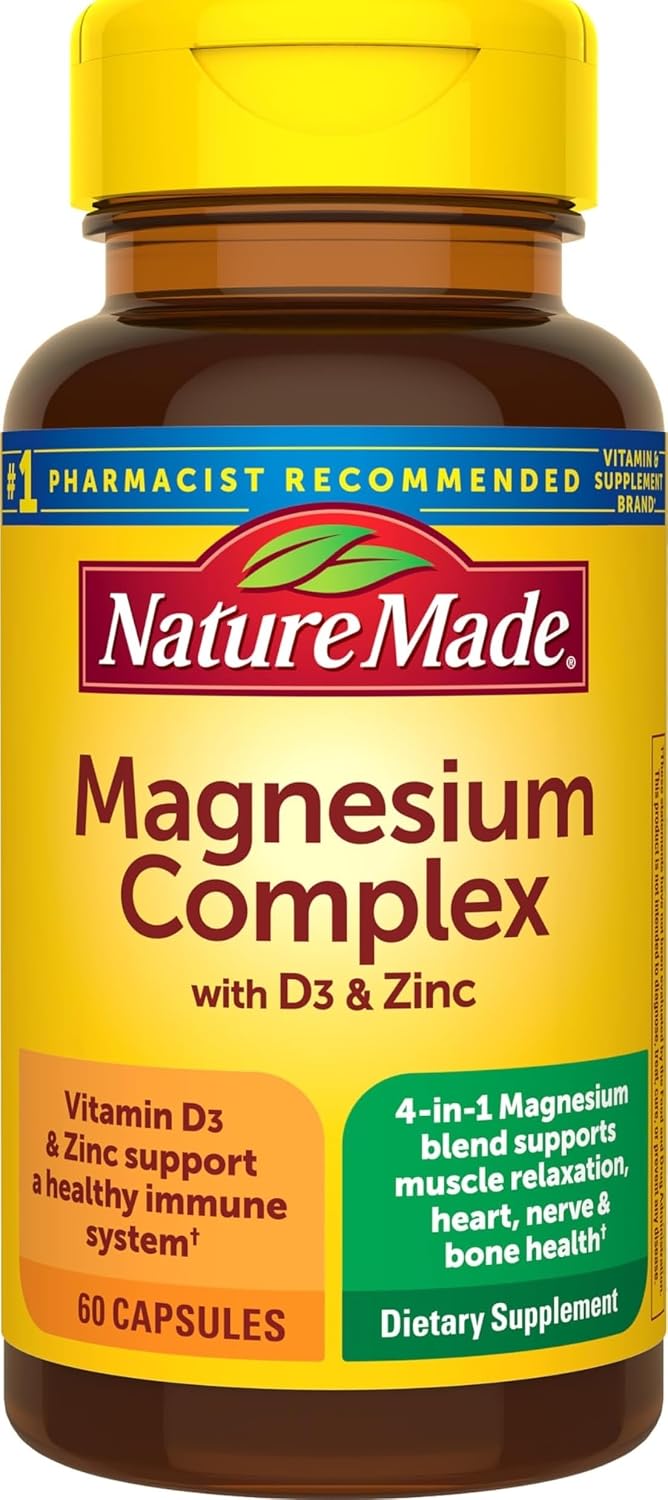 Nature Made Magnesium Complex Supplement with Vitamin D & Zinc, 60 Capsules