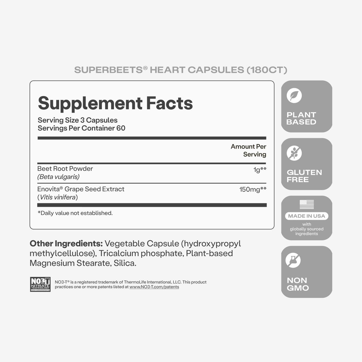 HumanN SuperBeets Beet Root Capsules Quick Release 1000mg, 90 Ct