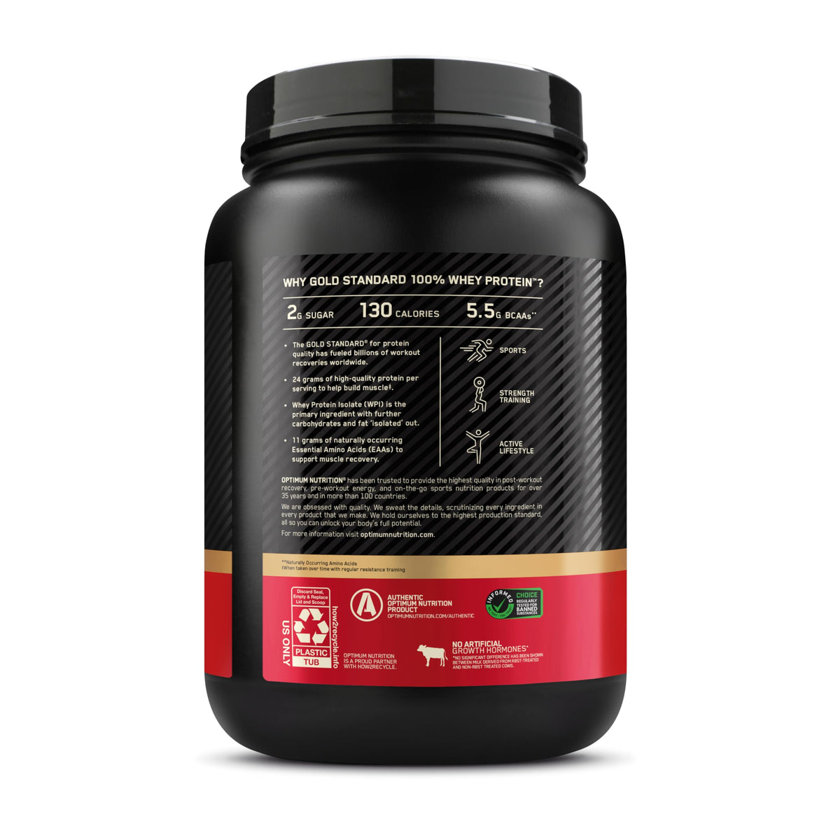 Optimum Nutrition Gold Standard Whey Protein, Double Rich Chocolate, 2 LB