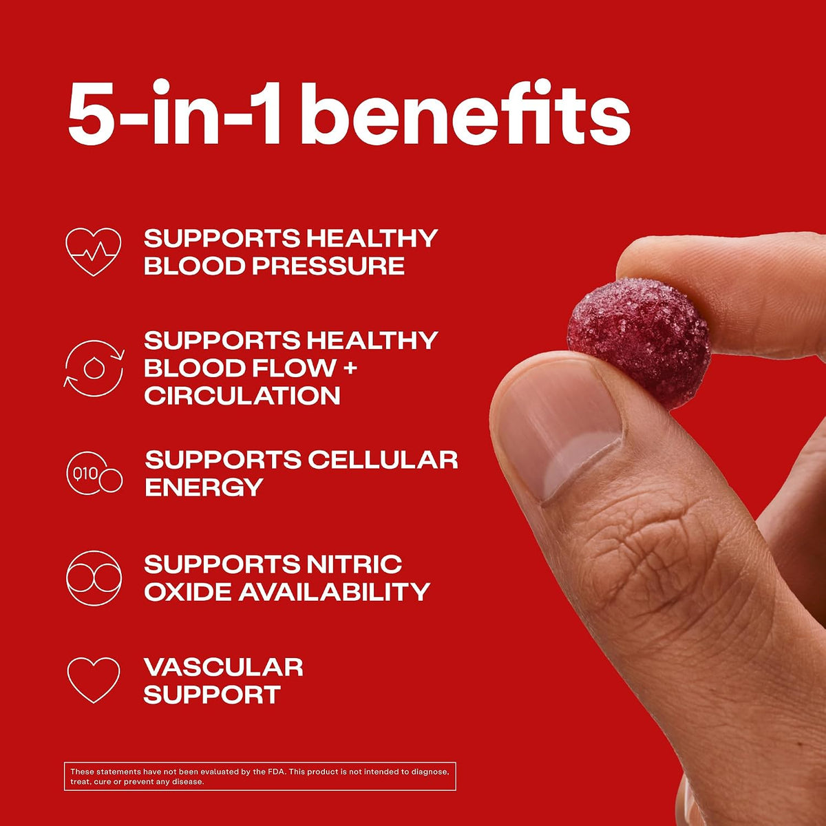 HumanN SuperBeets 5-in-1 Heart Gummies + 3X Absorption 150mg CoQ10, 60 Ct