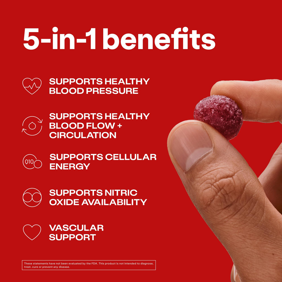 HumanN SuperBeets 5-in-1 Heart Gummies + 3X Absorption 150mg CoQ10, 60 Ct