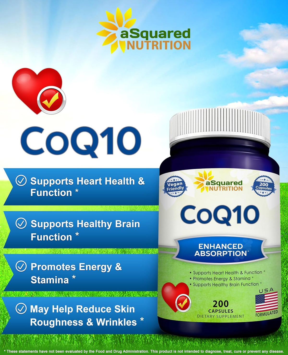 CoQ10 400mg - 200 Capsules - Co Q 10 Supplement - Coenzyme Q10 Pills - CQ10