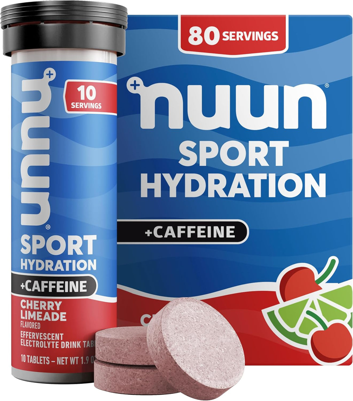 Nuun Sport Electrolyte Tablets with Caffeine Cherry Limeade, 8 Pack