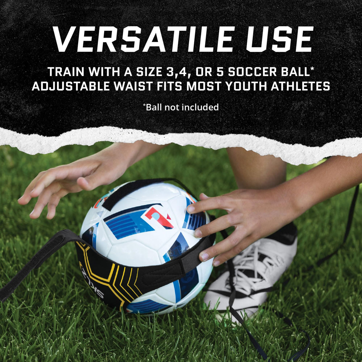 SKLZ Star-Kick Solo Soccer Trainer | Hands-Free Kicking and Passing Practice | Adjustable Cord and Waistband | Multiple Ball Sizes | Youth Players |Perfect for Enhancing Ball Control Skills