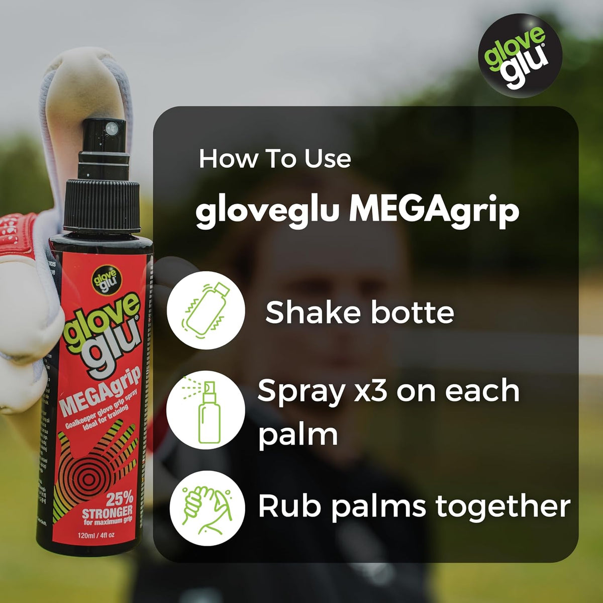 Gloveglu MEGAgrip Goalkeeper Glove Grip Spray | Advanced Goalkeeper Glove Palm Grip Reviver | Improved Catching & Better Ball Handling