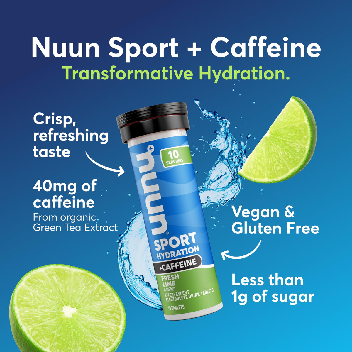 Nuun Sport Electrolyte Tablets with Caffeine Cherry Limeade, 8 Pack