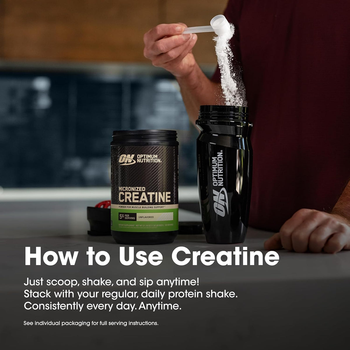 Optimum Nutrition Creatine Monohydrate Powder, Unflavored, 1.32 LB