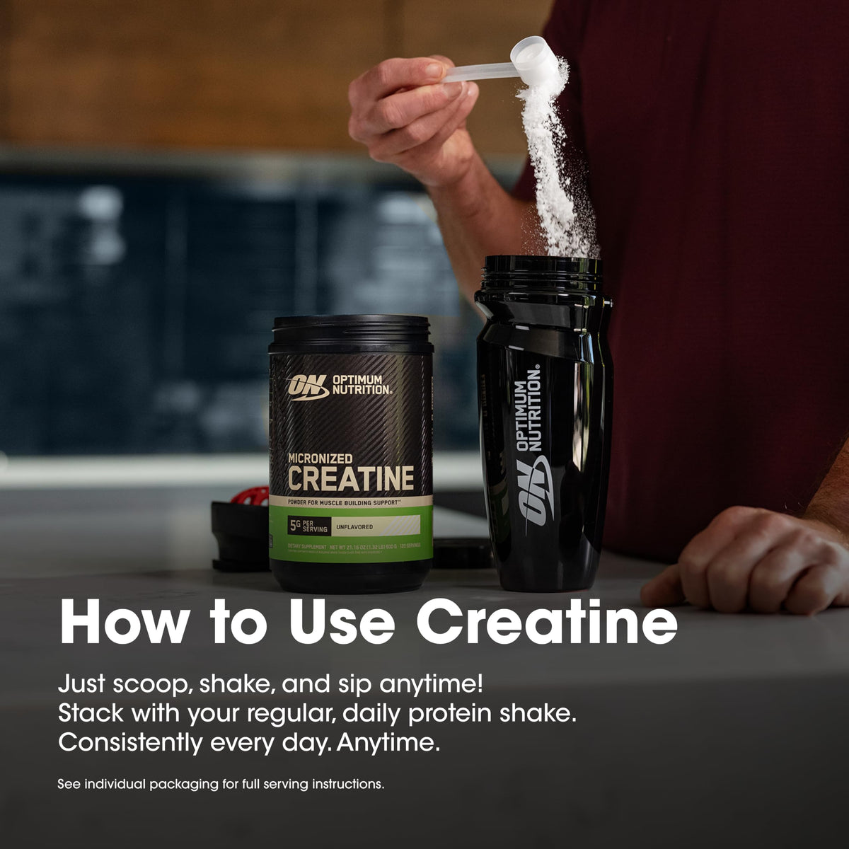 Optimum Nutrition Creatine Monohydrate Powder, Unflavored, 1.32 LB