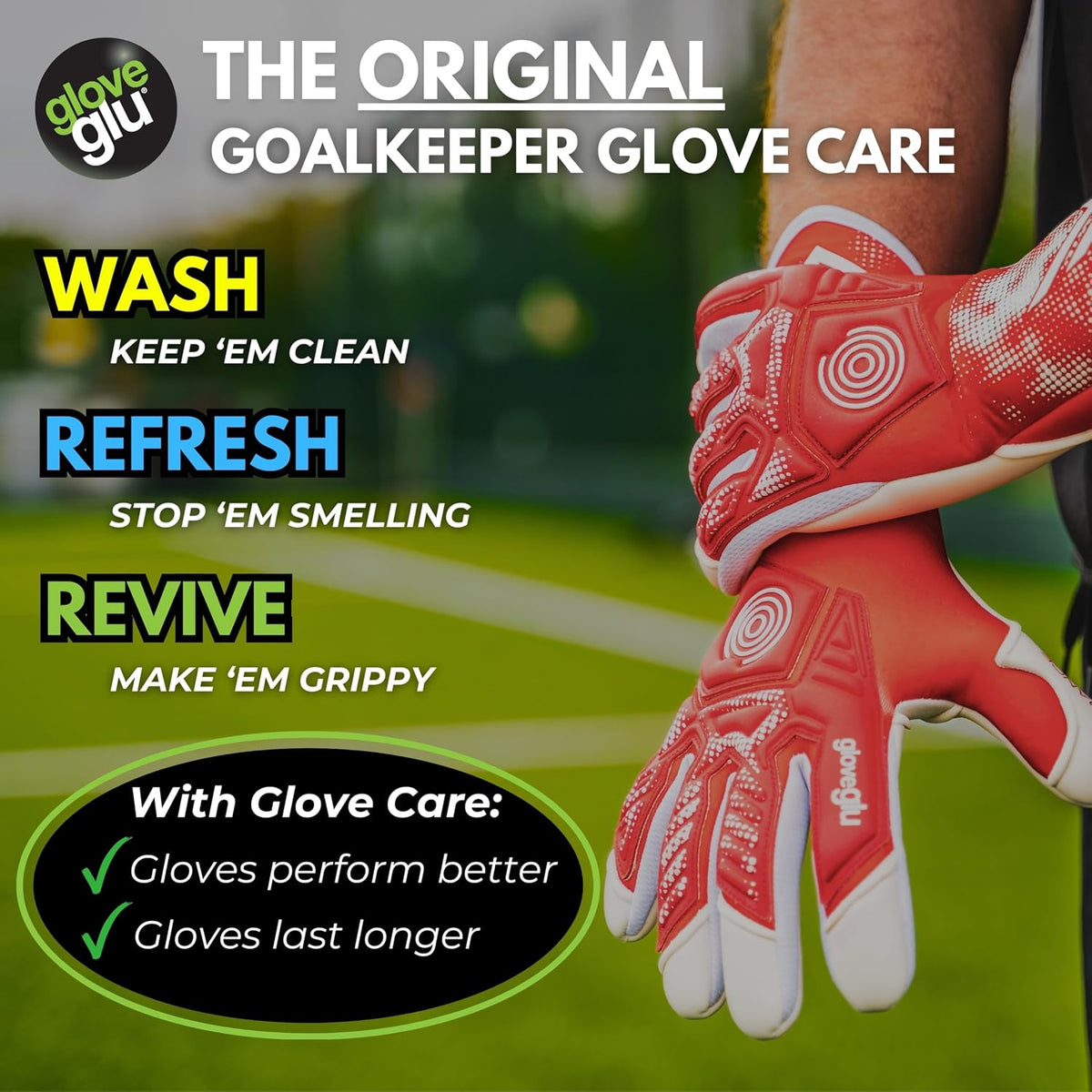 Gloveglu MEGAgrip Goalkeeper Glove Grip Spray | Advanced Goalkeeper Glove Palm Grip Reviver | Improved Catching & Better Ball Handling