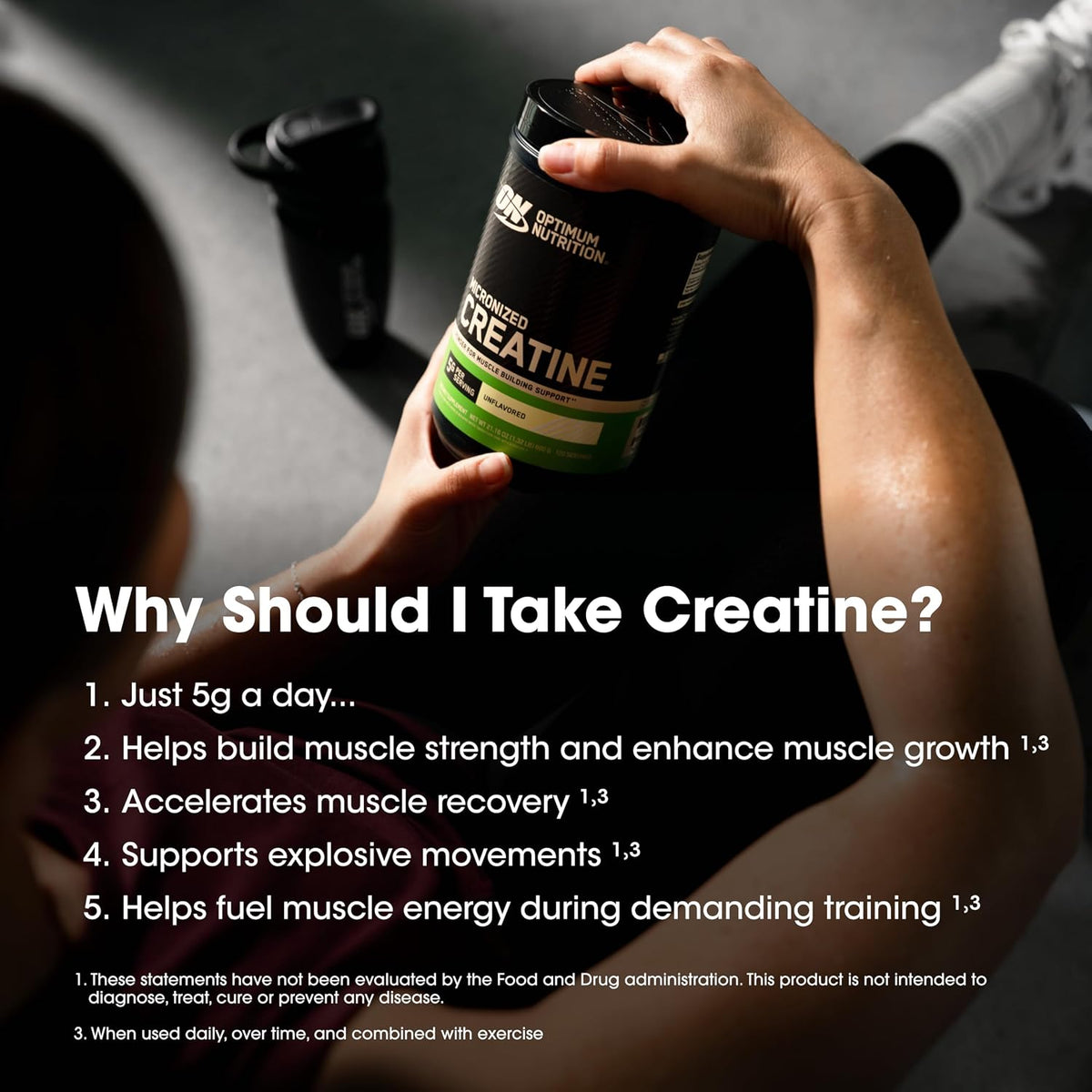 Optimum Nutrition Creatine Monohydrate Powder, Unflavored, 1.32 LB