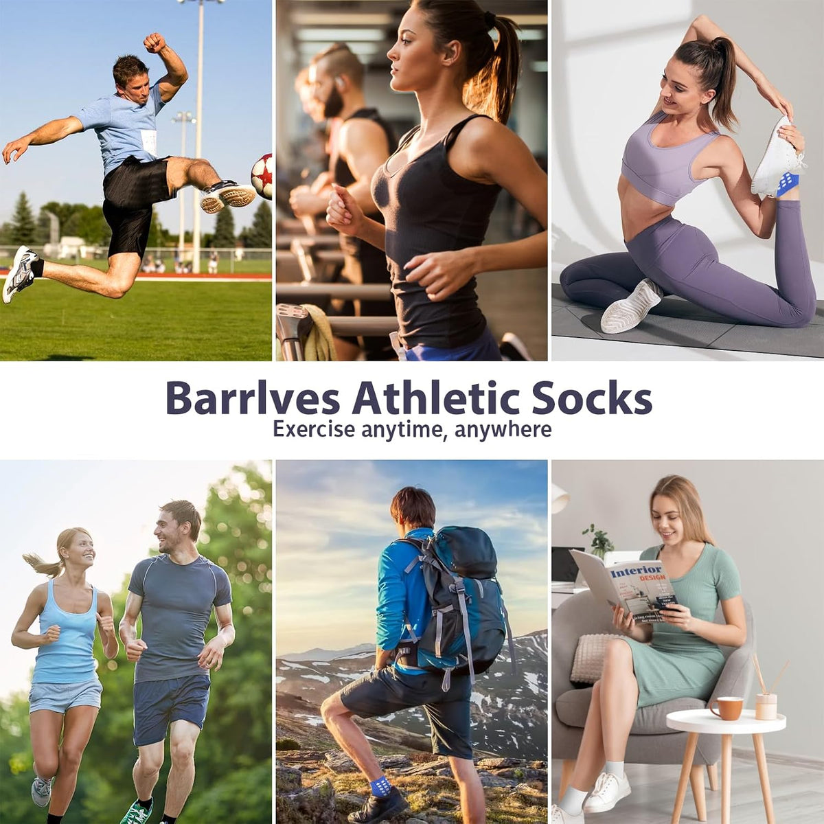Barrlves Soccer Grip Socks Football Basketball Yoga Socks for Men Women