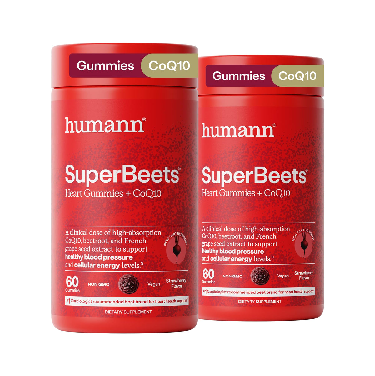 HumanN SuperBeets 5-in-1 Heart Gummies + 3X Absorption 150mg CoQ10, 60 Ct