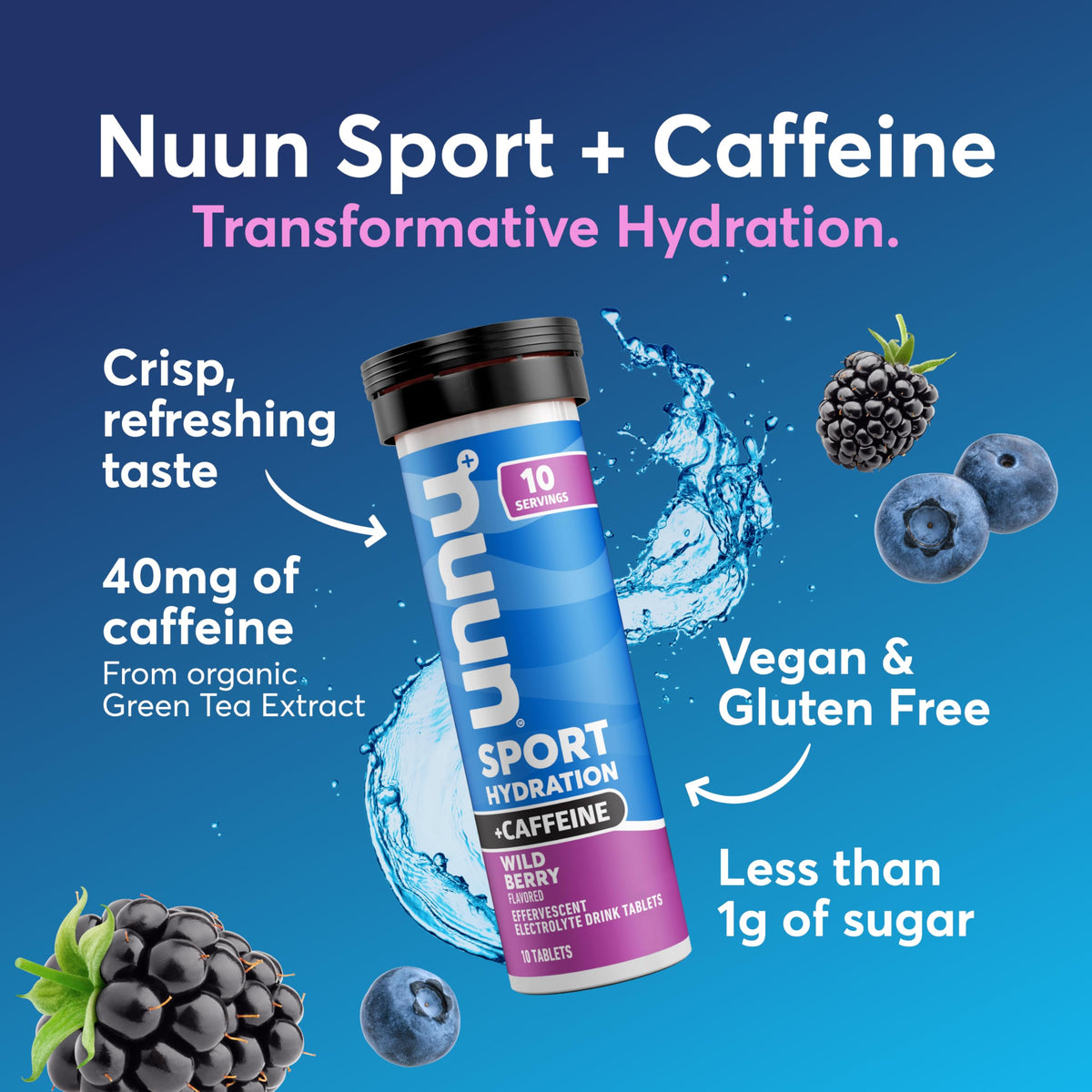Nuun Sport Electrolyte Tablets with Caffeine Cherry Limeade, 8 Pack