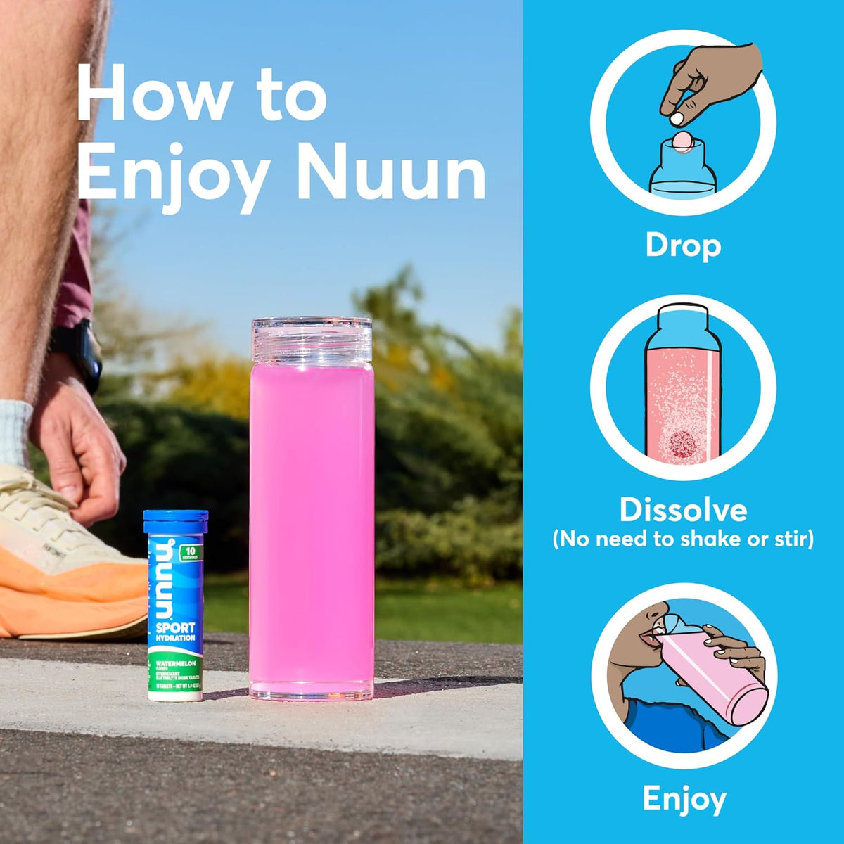 Nuun Sport Electrolyte Tablets with Caffeine Cherry Limeade, 8 Pack
