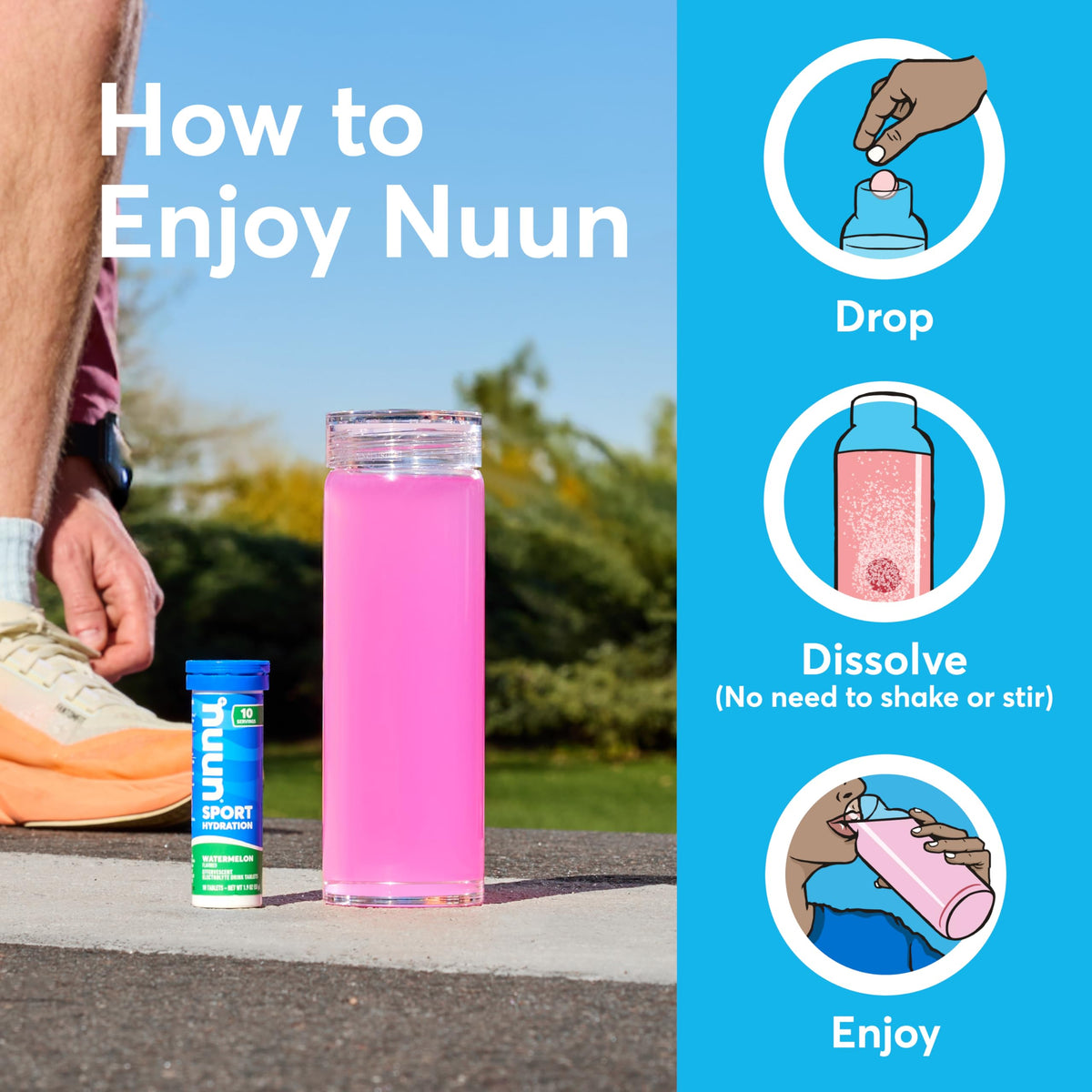 Nuun Sport Electrolyte Tablets with Caffeine Cherry Limeade, 8 Pack