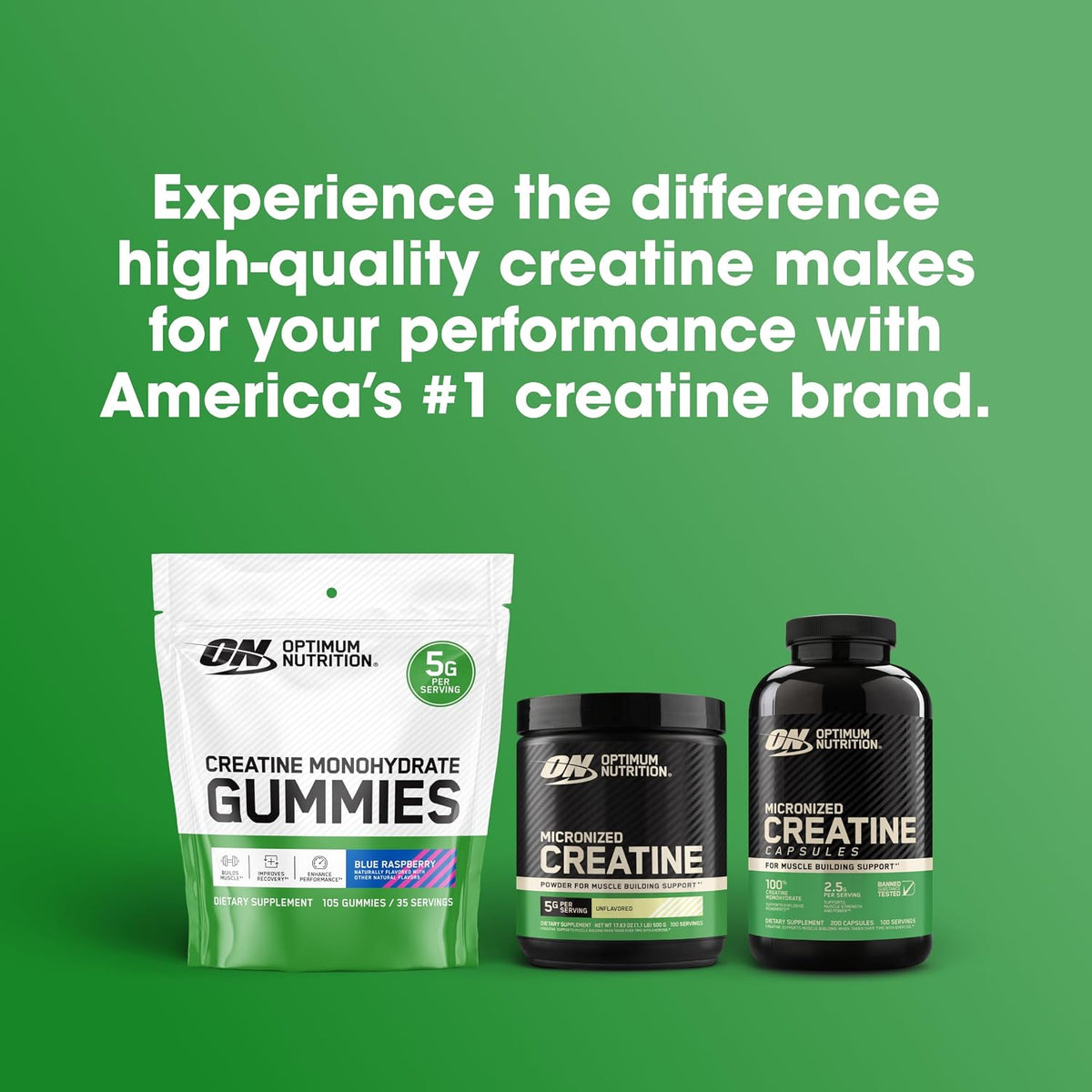 Optimum Nutrition Creatine Monohydrate Powder, Unflavored, 1.32 LB