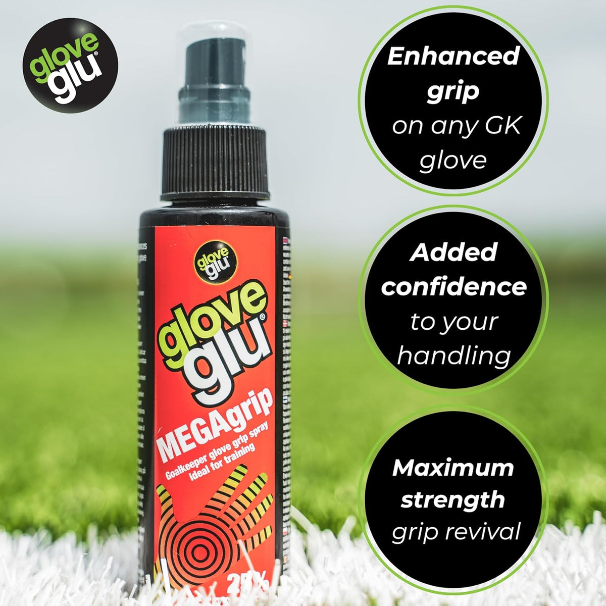 Gloveglu MEGAgrip Goalkeeper Glove Grip Spray | Advanced Goalkeeper Glove Palm Grip Reviver | Improved Catching & Better Ball Handling