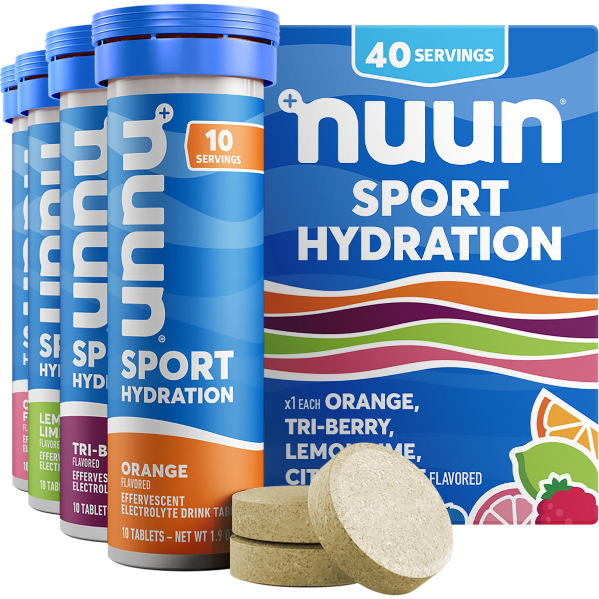 Nuun Sport Electrolyte Tablets with Magnesium, Calcium, Potassium, Chloride & Sodium, Gluten Free & Vegan, Mixed Flavors, 6 Pack (60 Servings Total)