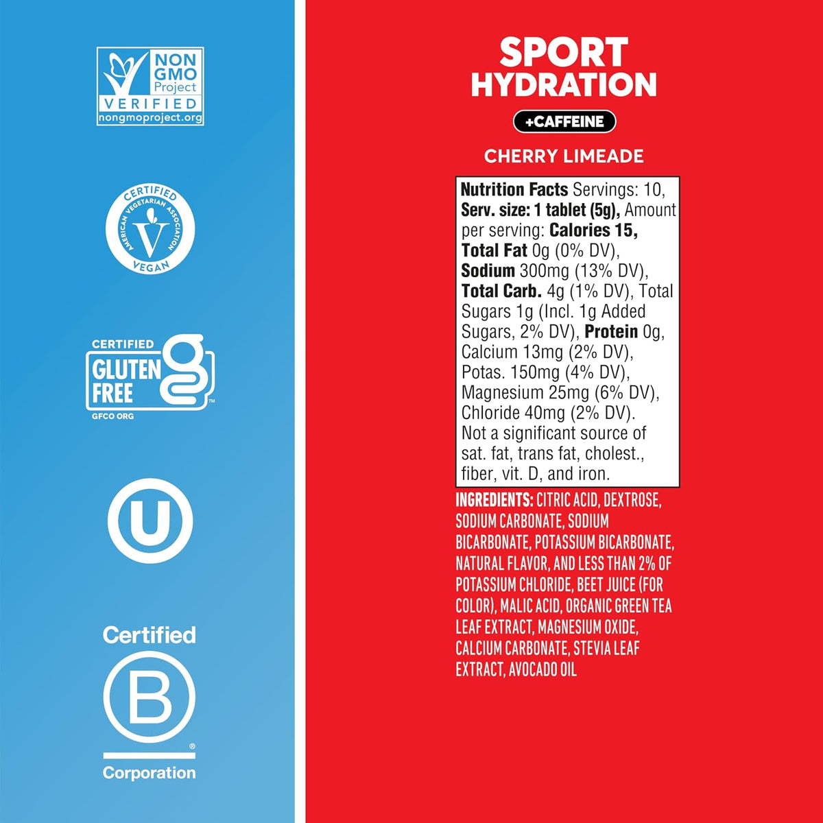 Nuun Sport Electrolyte Tablets with Caffeine Cherry Limeade, 8 Pack