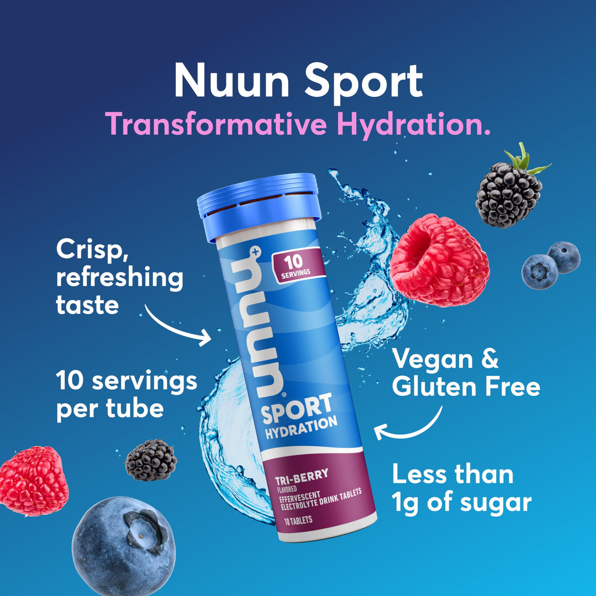 Nuun Sport Electrolyte Tablets with Magnesium, Calcium, Potassium, Chloride & Sodium, Gluten Free & Vegan, Mixed Flavors, 6 Pack (60 Servings Total)
