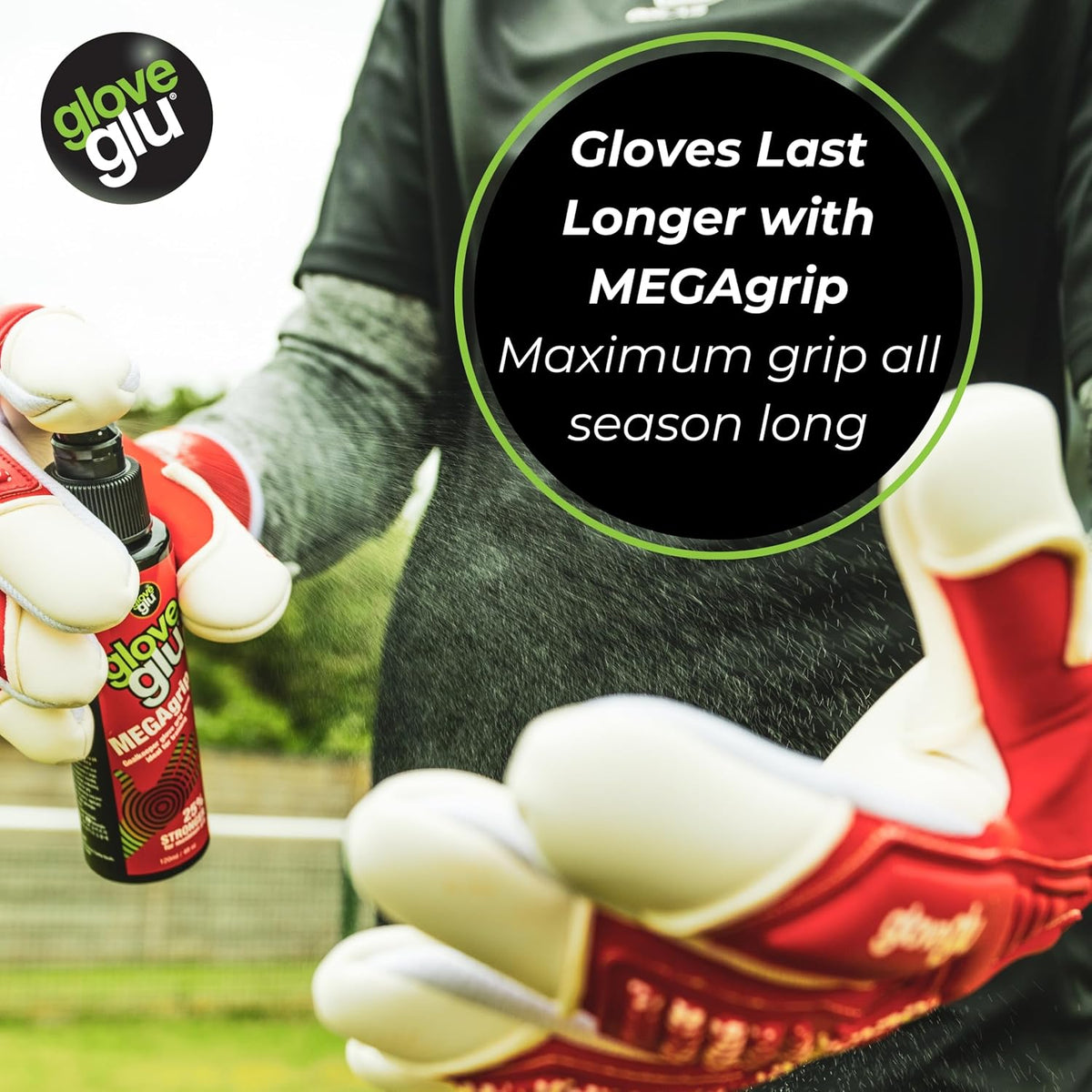Gloveglu MEGAgrip Goalkeeper Glove Grip Spray | Advanced Goalkeeper Glove Palm Grip Reviver | Improved Catching & Better Ball Handling